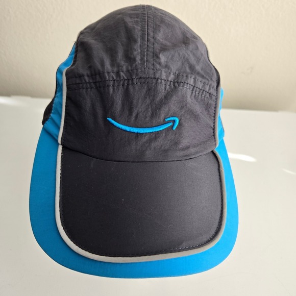 Amazon Smile Logo Blue & Black Adjustable Running Employee Baseball Cap Hat - Picture 1 of 8